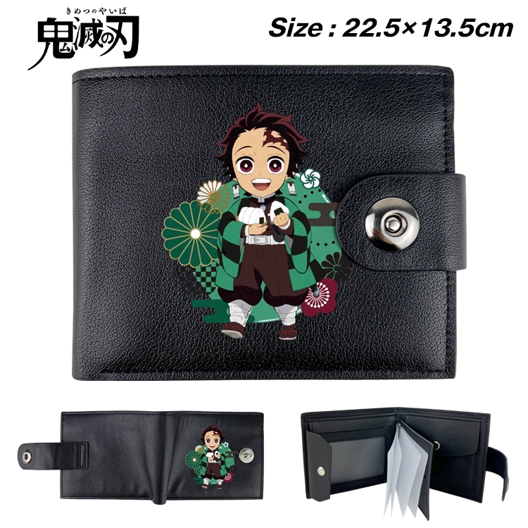 Demon Slayer Kimets Animation snap fastener black pickup bag wallet 22.5X13.5CM