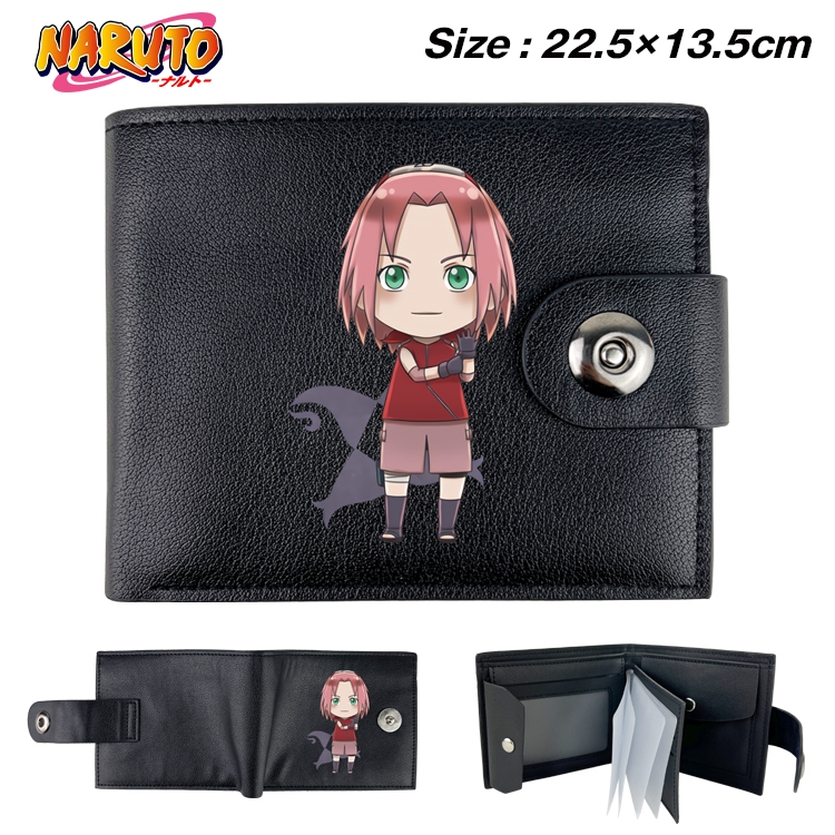Naruto Animation snap fastener black pickup bag wallet 22.5X13.5CM