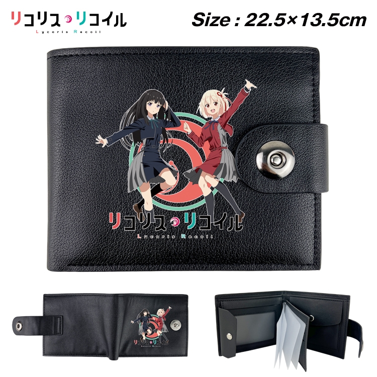 Lycoris Recoil Animation snap fastener black pickup bag wallet 22.5X13.5CM