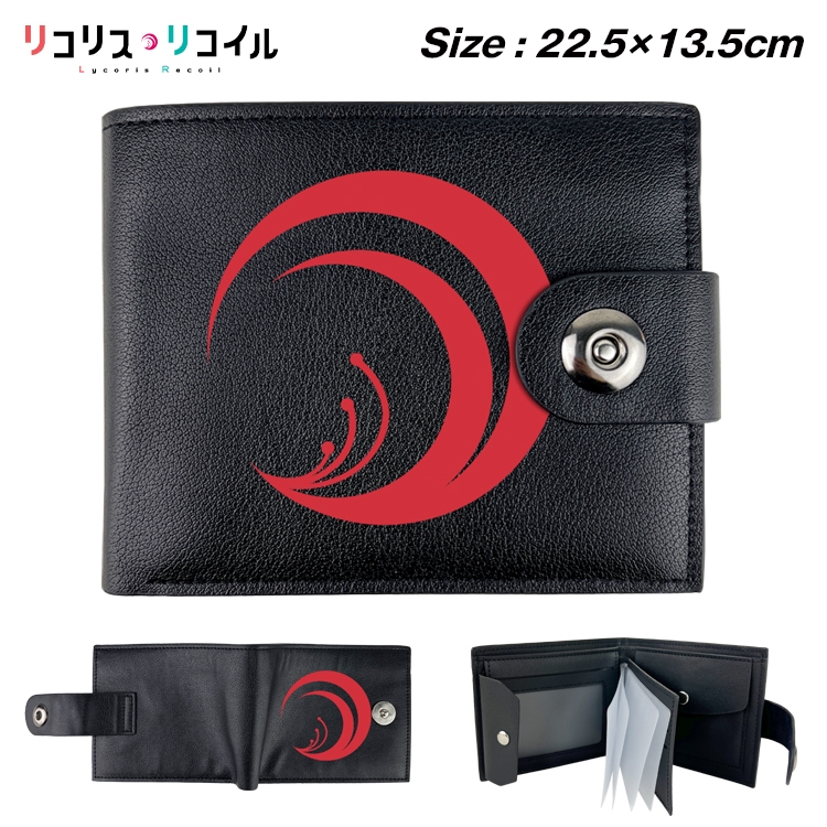 Lycoris Recoil Animation snap fastener black pickup bag wallet 22.5X13.5CM