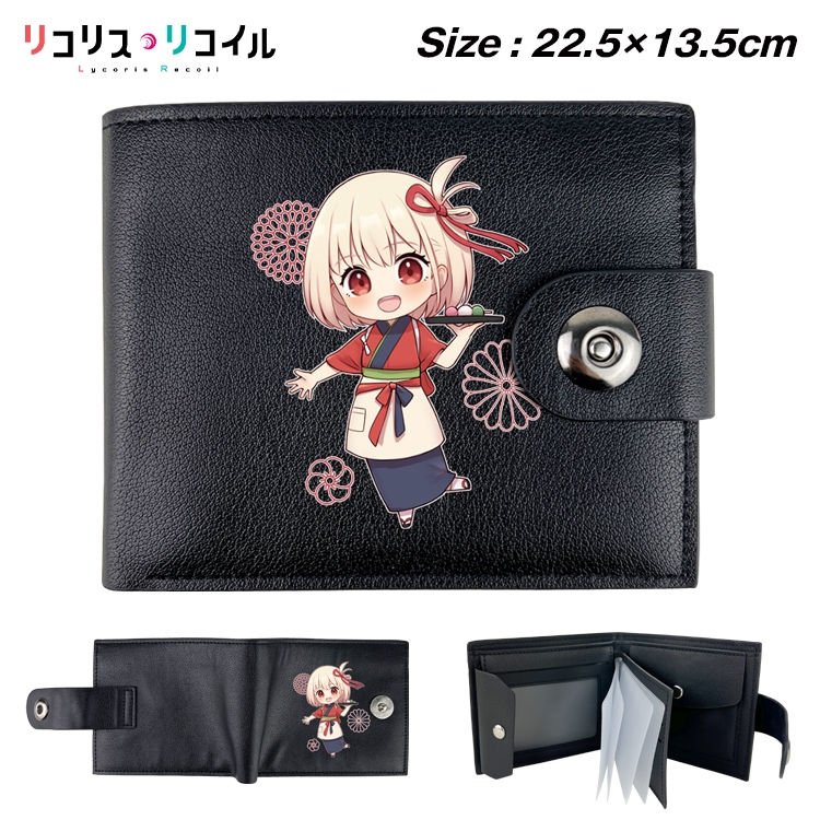 Lycoris Recoil Animation snap fastener black pickup bag wallet 22.5X13.5CM