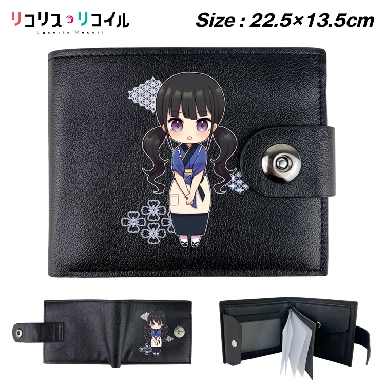 Lycoris Recoil Animation snap fastener black pickup bag wallet 22.5X13.5CM