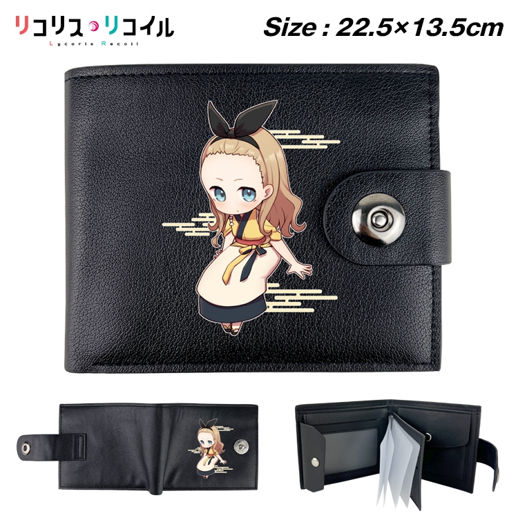 Lycoris Recoil Animation snap fastener black pickup bag wallet 22.5X13.5CM