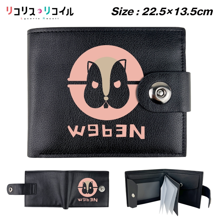 Lycoris Recoil Animation snap fastener black pickup bag wallet 22.5X13.5CM