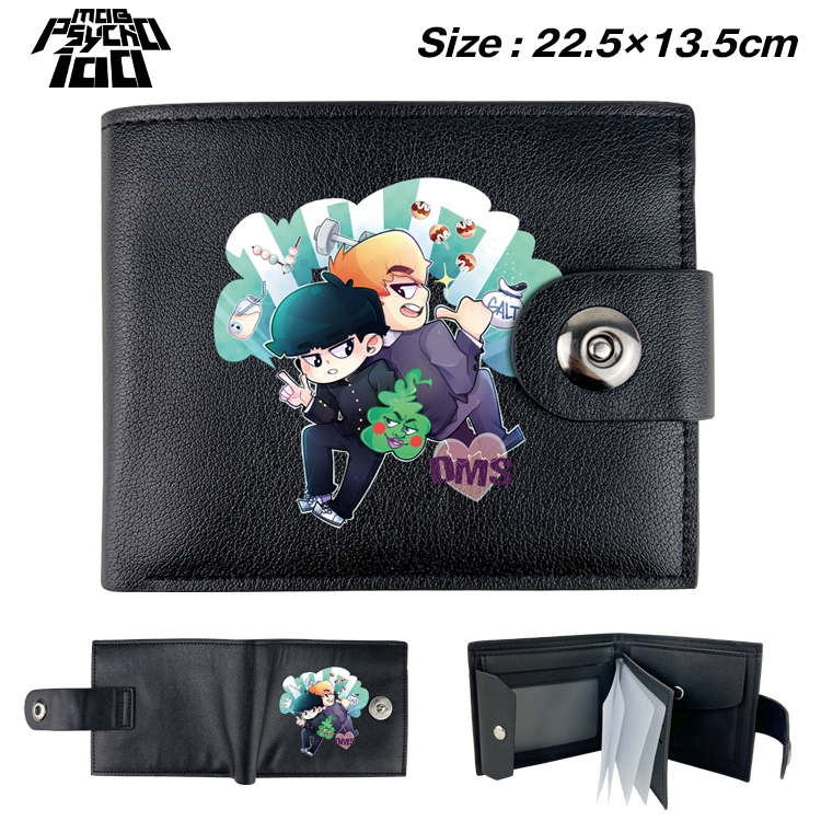 Mob Psycho 100 Animation snap fastener black pickup bag wallet 22.5X13.5CM