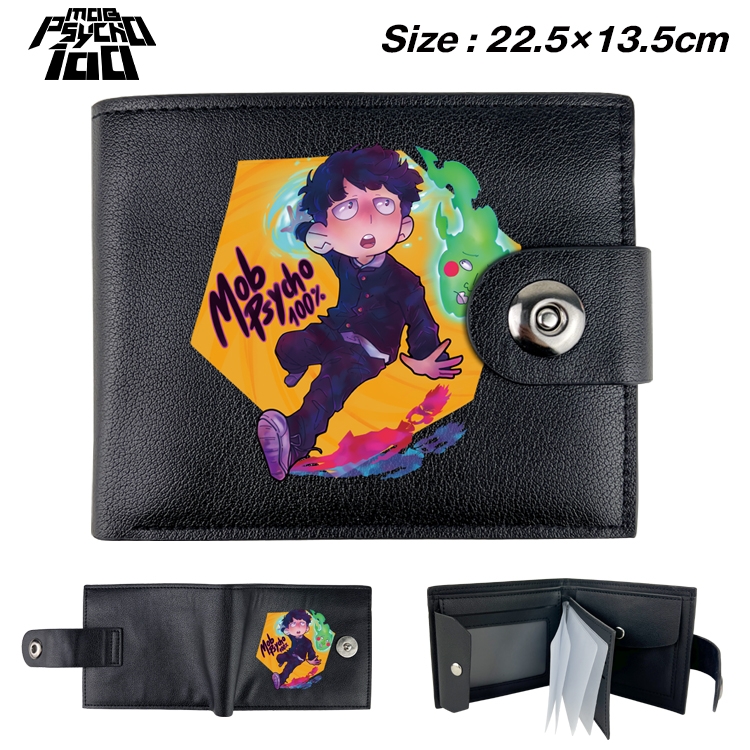 Mob Psycho 100 Animation snap fastener black pickup bag wallet 22.5X13.5CM