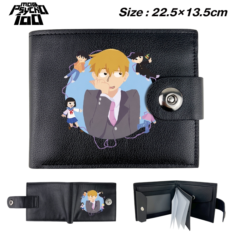 Mob Psycho 100 Animation snap fastener black pickup bag wallet 22.5X13.5CM