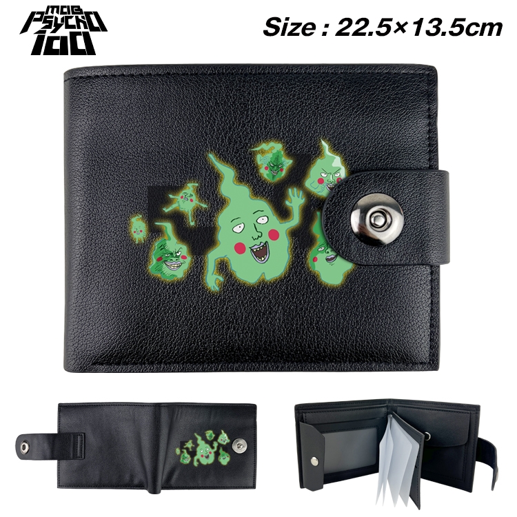 Mob Psycho 100 Animation snap fastener black pickup bag wallet 22.5X13.5CM