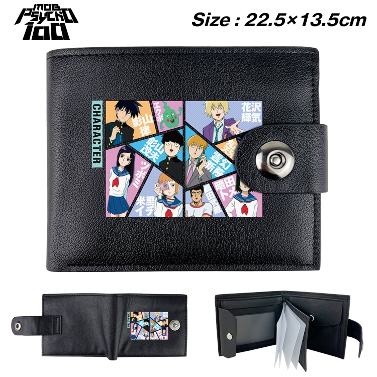 Mob Psycho 100 Animation snap fastener black pickup bag wallet 22.5X13.5CM