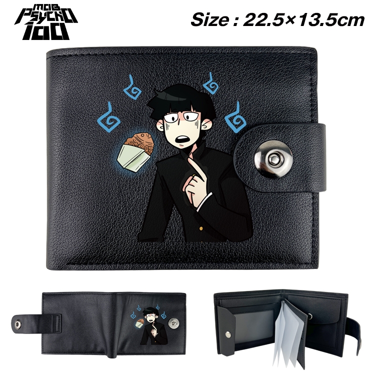 Mob Psycho 100 Animation snap fastener black pickup bag wallet 22.5X13.5CM