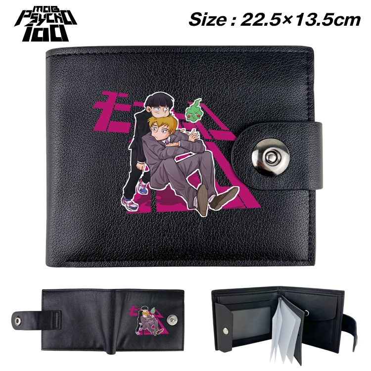 Mob Psycho 100 Animation snap fastener black pickup bag wallet 22.5X13.5CM