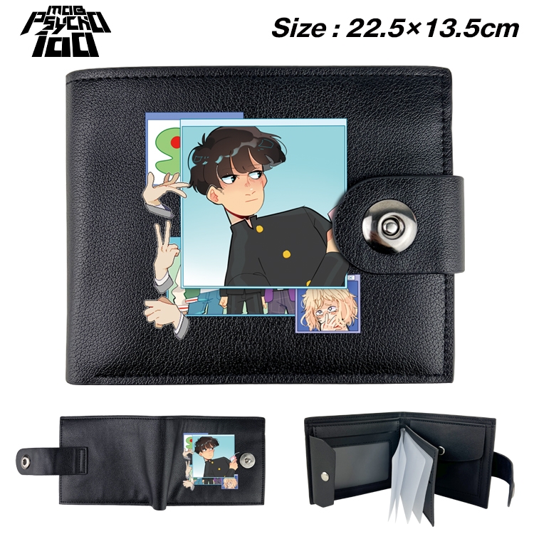 Mob Psycho 100 Animation snap fastener black pickup bag wallet 22.5X13.5CM