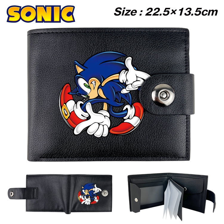 Sonic The Hedgehog Animation snap fastener black pickup bag wallet 22.5X13.5CM