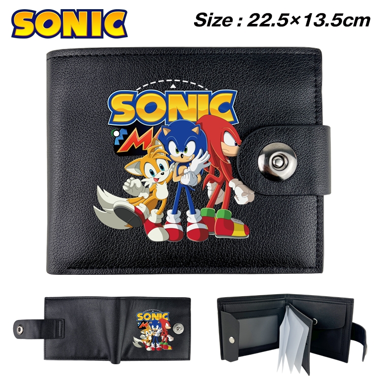 Sonic The Hedgehog Animation snap fastener black pickup bag wallet 22.5X13.5CM