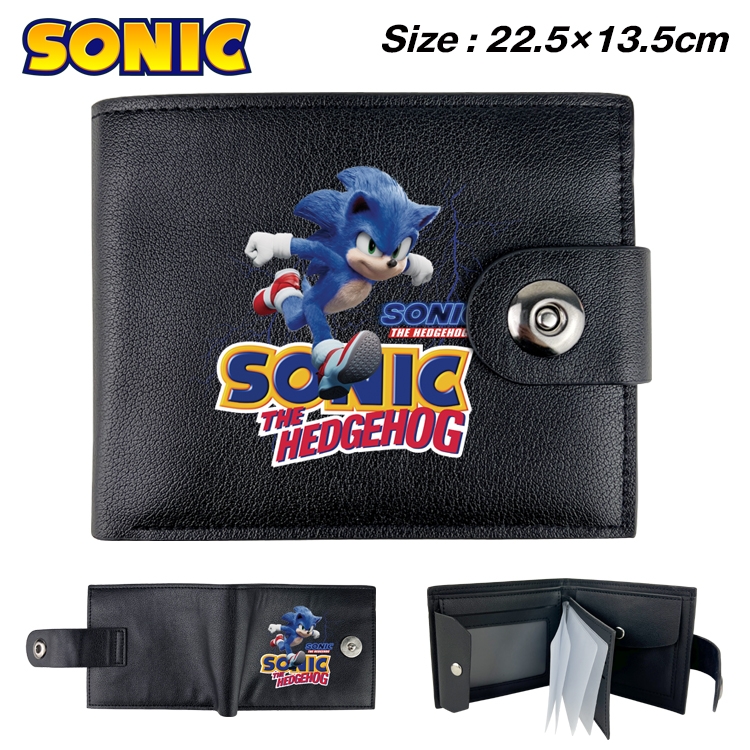 Sonic The Hedgehog Animation snap fastener black pickup bag wallet 22.5X13.5CM