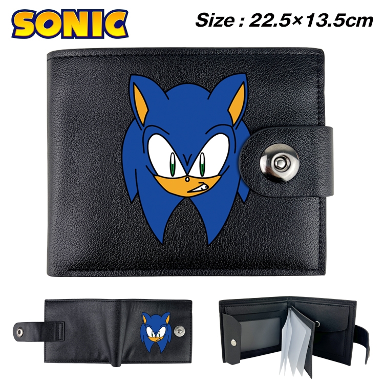 Sonic The Hedgehog Animation snap fastener black pickup bag wallet 22.5X13.5CM