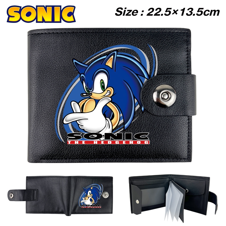 Sonic The Hedgehog Animation snap fastener black pickup bag wallet 22.5X13.5CM