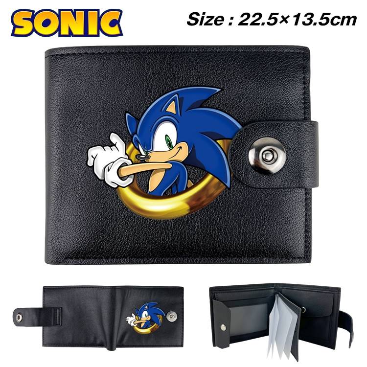 Sonic The Hedgehog Animation snap fastener black pickup bag wallet 22.5X13.5CM