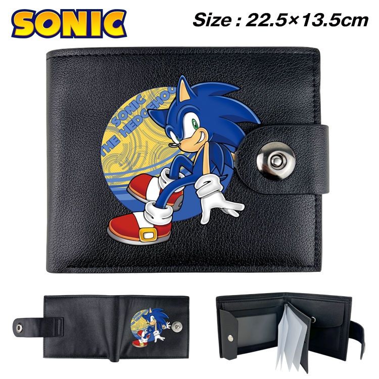 Sonic The Hedgehog Animation snap fastener black pickup bag wallet 22.5X13.5CM