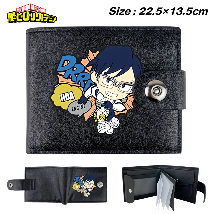 My Hero Academia Animation snap fastener black pickup bag wallet 22.5X13.5CM