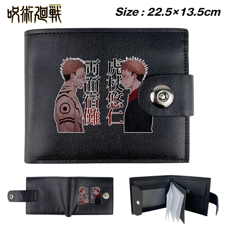 Jujutsu Kaisen Animation snap fastener black pickup bag wallet 22.5X13.5CM