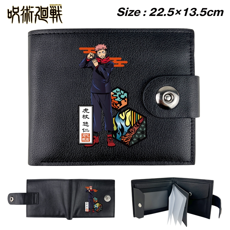 Jujutsu Kaisen Animation snap fastener black pickup bag wallet 22.5X13.5CM