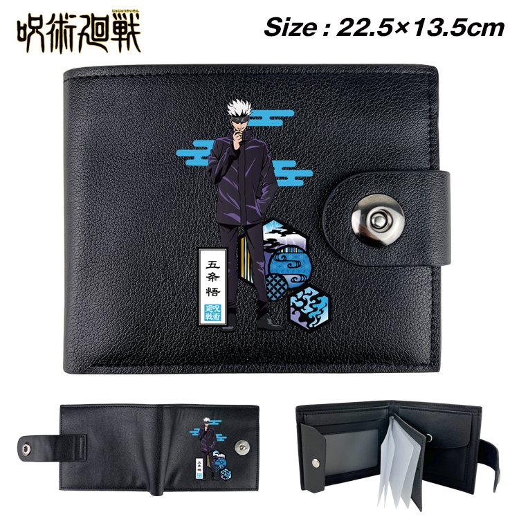 Jujutsu Kaisen Animation snap fastener black pickup bag wallet 22.5X13.5CM