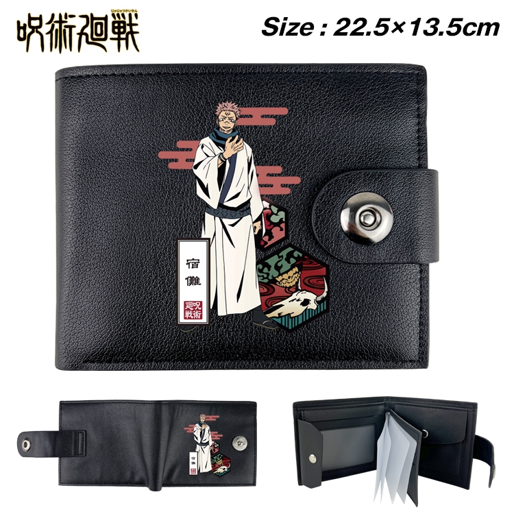 Jujutsu Kaisen Animation snap fastener black pickup bag wallet 22.5X13.5CM