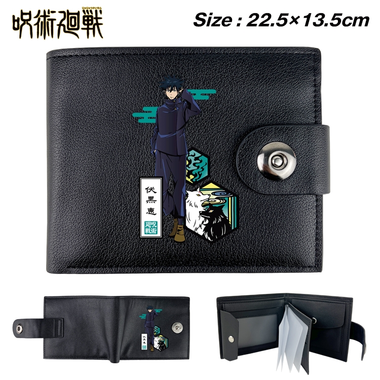 Jujutsu Kaisen Animation snap fastener black pickup bag wallet 22.5X13.5CM