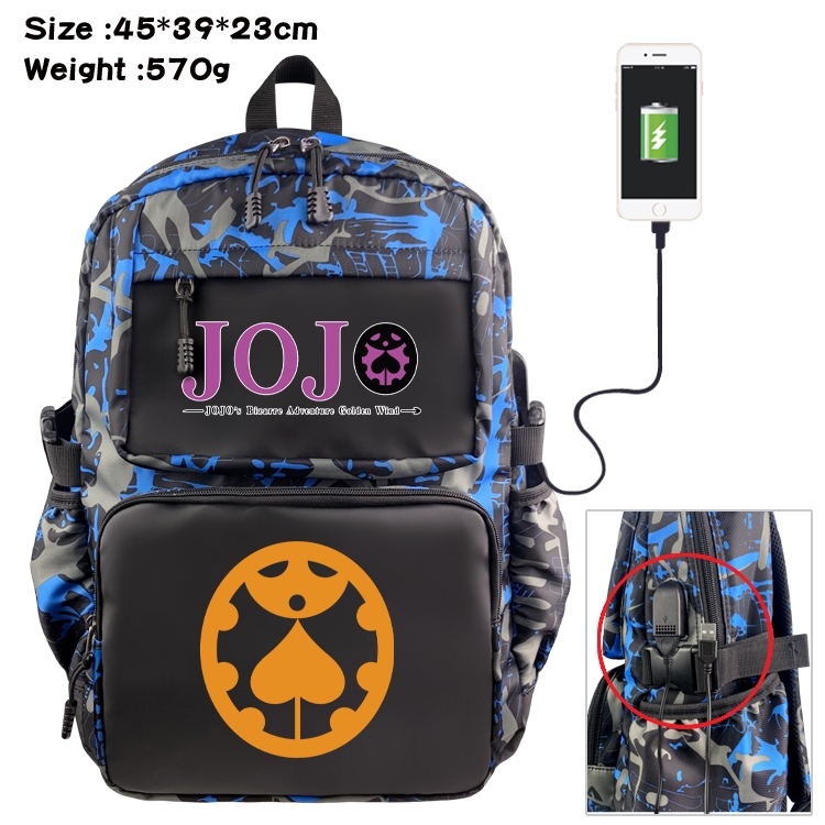 JoJos Bizarre Adventure Anime waterproof nylon camouflage backpack 45X39X23CM