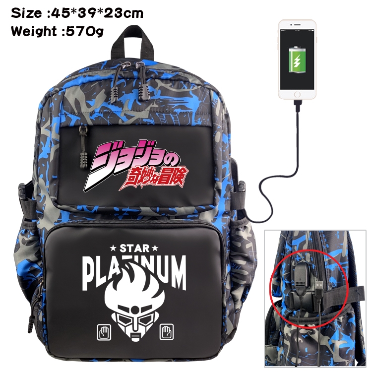 JoJos Bizarre Adventure Anime waterproof nylon camouflage backpack 45X39X23CM