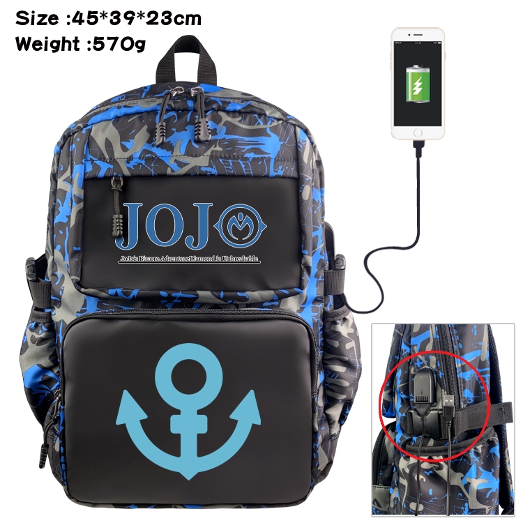 JoJos Bizarre Adventure Anime waterproof nylon camouflage backpack 45X39X23CM