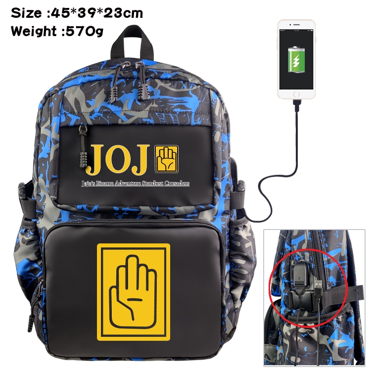 JoJos Bizarre Adventure Anime waterproof nylon camouflage backpack 45X39X23CM