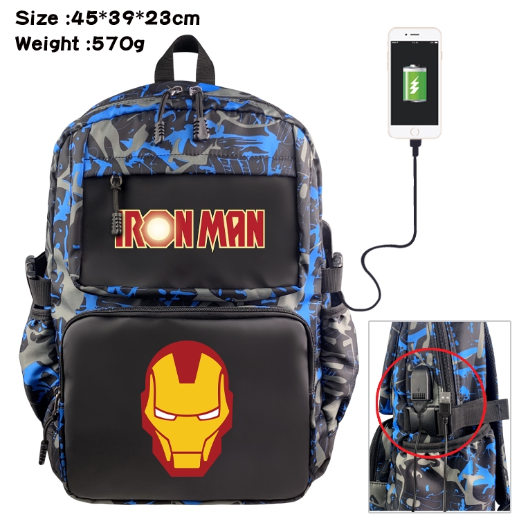 Superhero Movie Anime waterproof nylon camouflage backpack 45X39X23CM