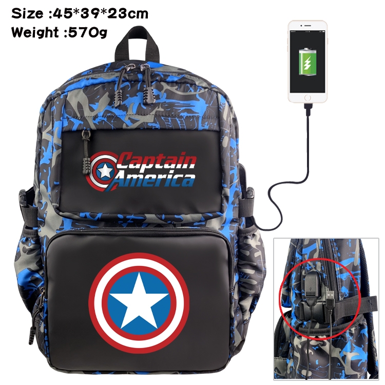 Superhero Movie Anime waterproof nylon camouflage backpack 45X39X23CM