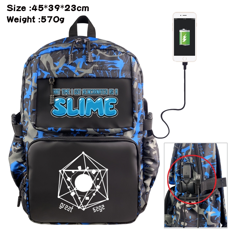 That Time I Got Slim Anime waterproof nylon camouflage backpack 45X39X23CM