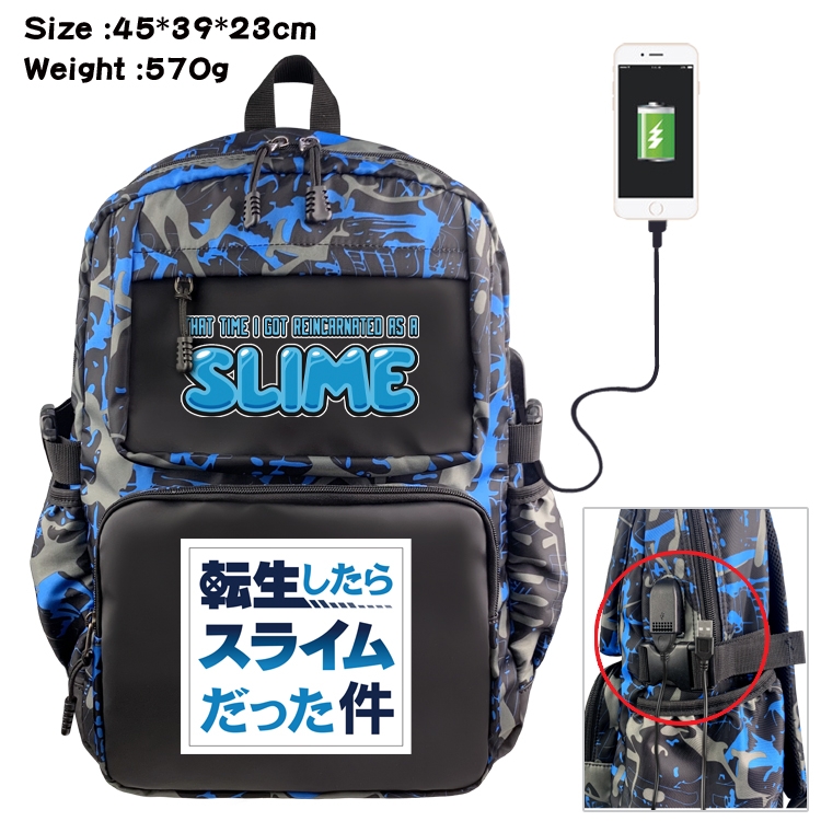 That Time I Got Slim Anime waterproof nylon camouflage backpack 45X39X23CM