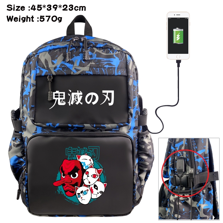 Demon Slayer Kimets Anime waterproof nylon camouflage backpack 45X39X23CM