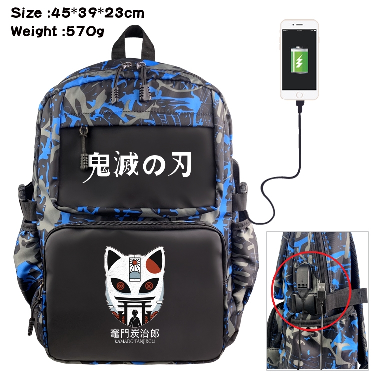 Demon Slayer Kimets Anime waterproof nylon camouflage backpack 45X39X23CM