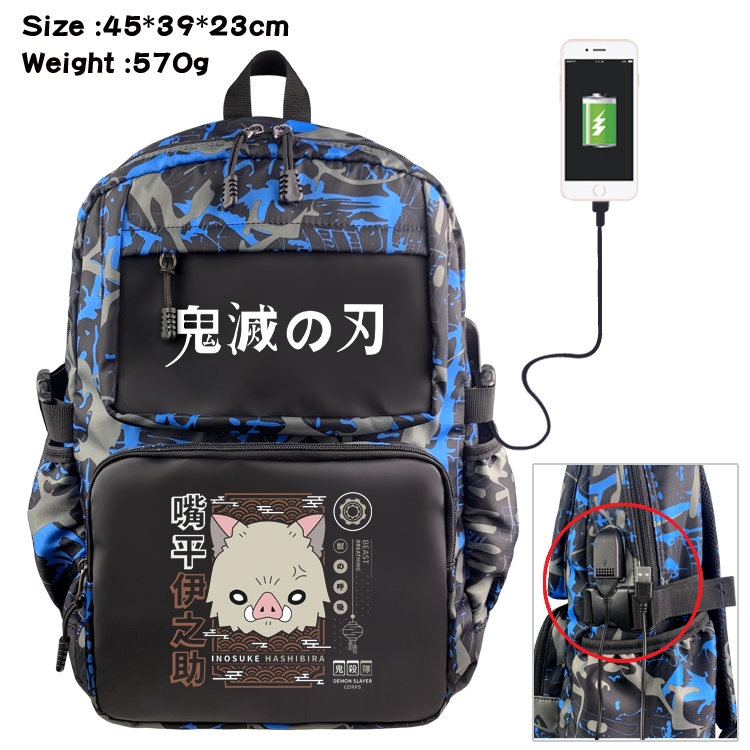 Demon Slayer Kimets Anime waterproof nylon camouflage backpack 45X39X23CM