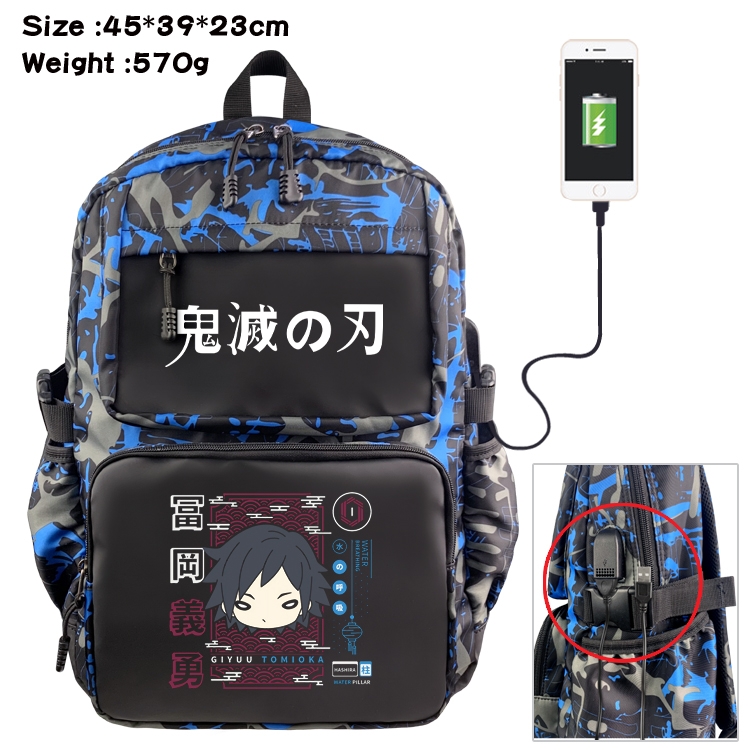 Demon Slayer Kimets Anime waterproof nylon camouflage backpack 45X39X23CM