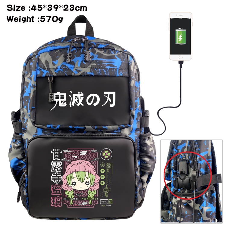 Demon Slayer Kimets Anime waterproof nylon camouflage backpack 45X39X23CM