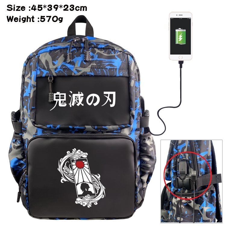 Demon Slayer Kimets Anime waterproof nylon camouflage backpack 45X39X23CM