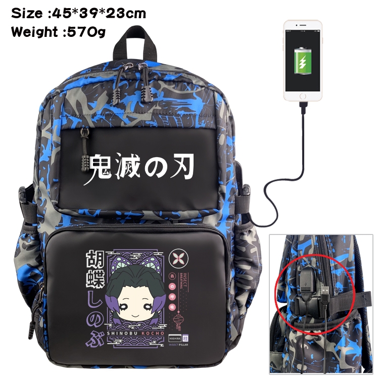 Demon Slayer Kimets Anime waterproof nylon camouflage backpack 45X39X23CM