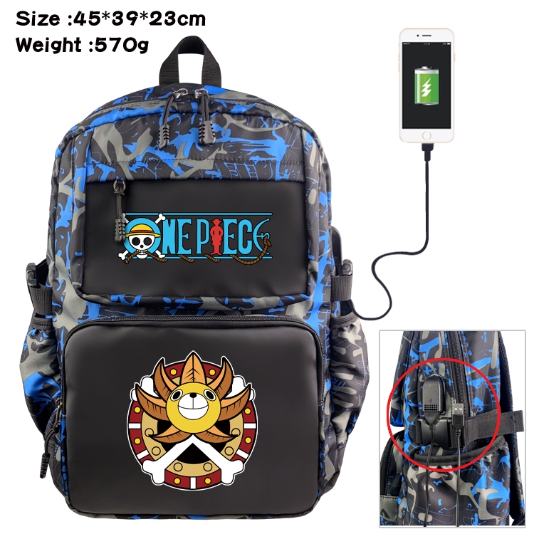 One Piece Anime waterproof nylon camouflage backpack School Bag 45X39X23CM