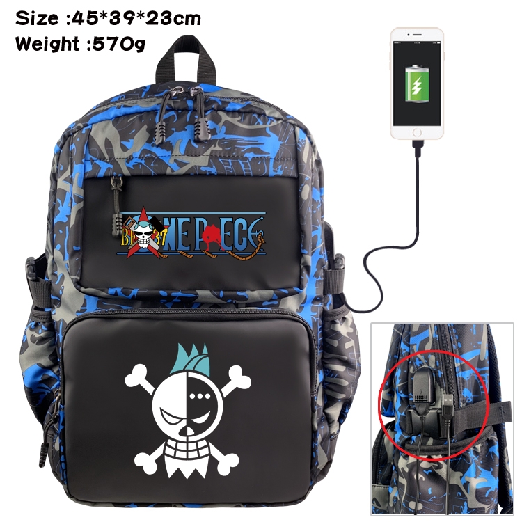 One Piece Anime waterproof nylon camouflage backpack School Bag 45X39X23CM