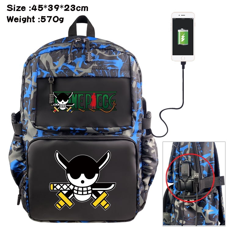 One Piece Anime waterproof nylon camouflage backpack School Bag 45X39X23CM