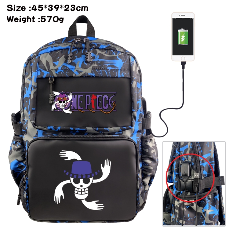 One Piece Anime waterproof nylon camouflage backpack School Bag 45X39X23CM