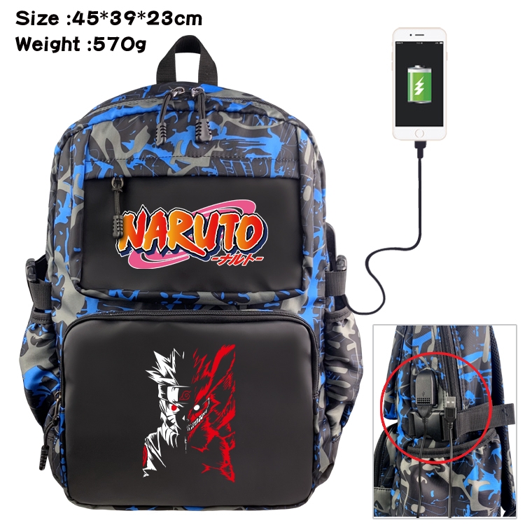 Naruto Anime waterproof nylon camouflage backpack School Bag 45X39X23CM