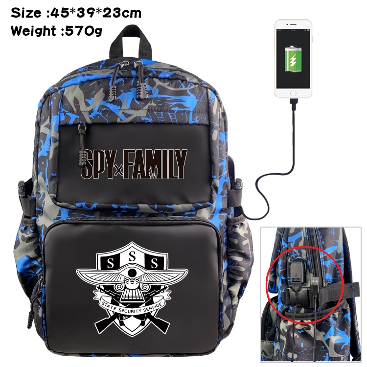 SPY×FAMILY Anime waterproof nylon camouflage backpack School Bag 45X39X23CM